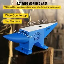 VEVOR Yunque de Acero 30KG Acero Forjado con 2 Agujeros Redondo y Cuadrado 20mm