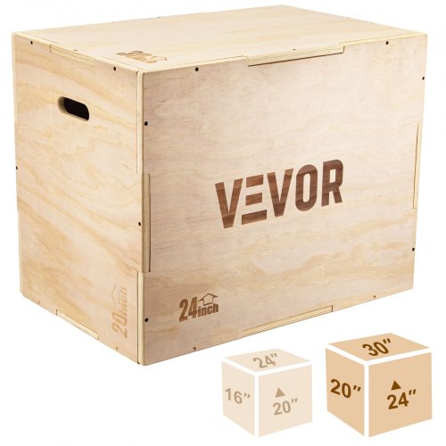 Caja pliométrica VEVOR 3 en 1 Plyo Jump Box 30"x24"x20" Entrenamiento de fuerza con elevador
