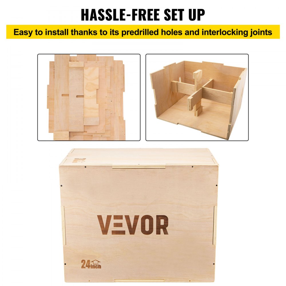 Caja pliométrica VEVOR 3 en 1 Plyo Jump Box 30"x24"x20" Entrenamiento de fuerza con elevador