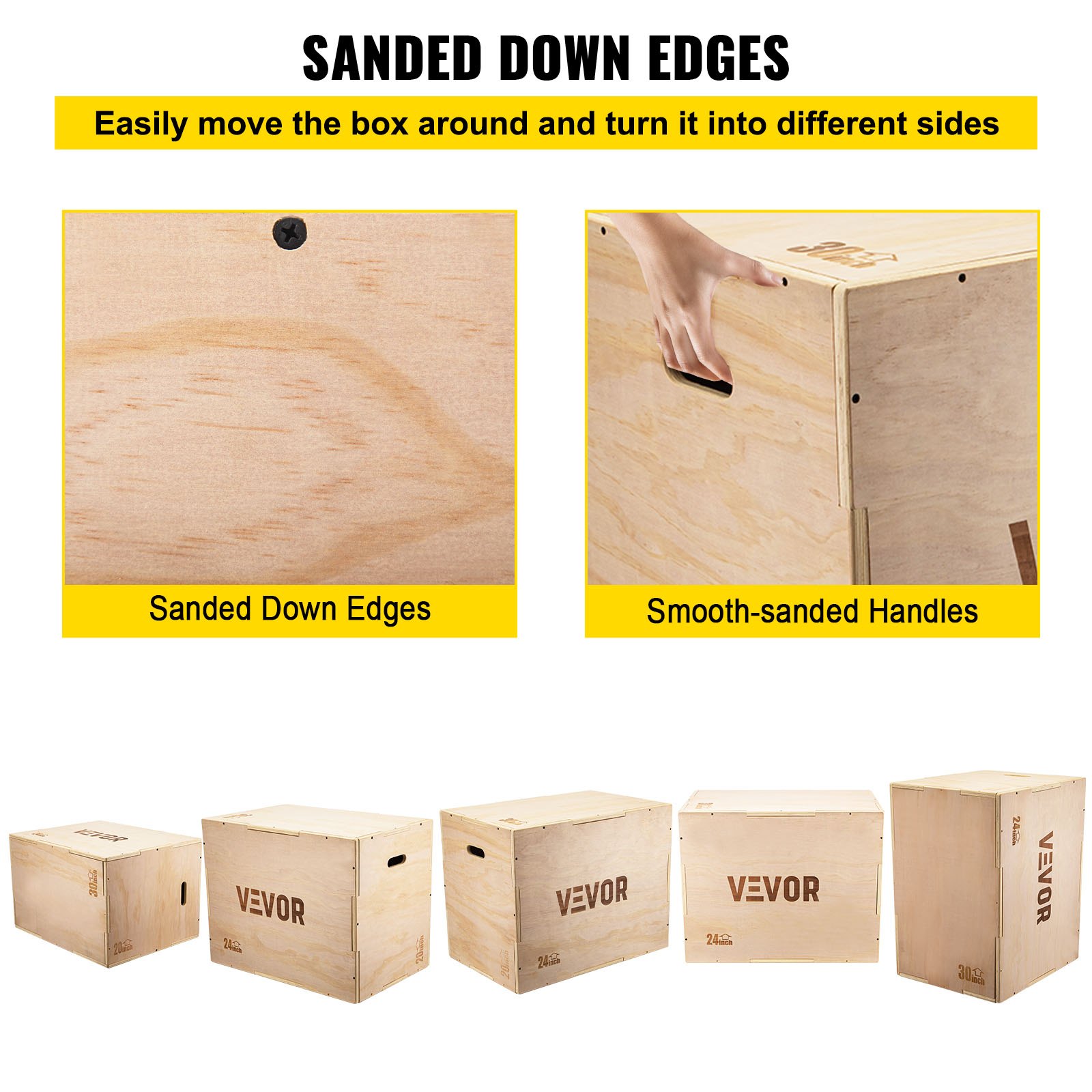 Caja pliométrica VEVOR 3 en 1 Plyo Jump Box 30"x24"x20" Entrenamiento de fuerza con elevador