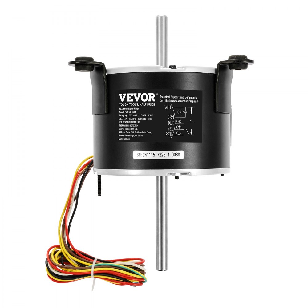 VEVOR 3108706.916 Motor de ventilador de CA para RV compatible con Dometic Brisk Air I (modelo monofásico, 1/5 HP, 115 V CA, 2,6 A, 1650 RPM, 3 velocidades)