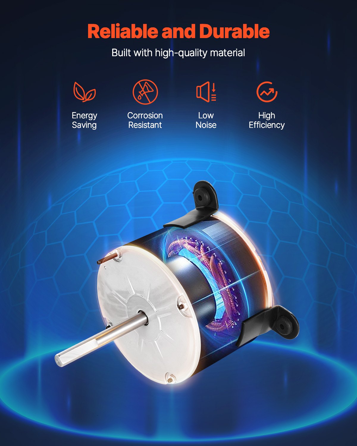 VEVOR 3108706.916 Motor de ventilador de CA para RV compatible con Dometic Brisk Air I (modelo monofásico, 1/5 HP, 115 V CA, 2,6 A, 1650 RPM, 3 velocidades)