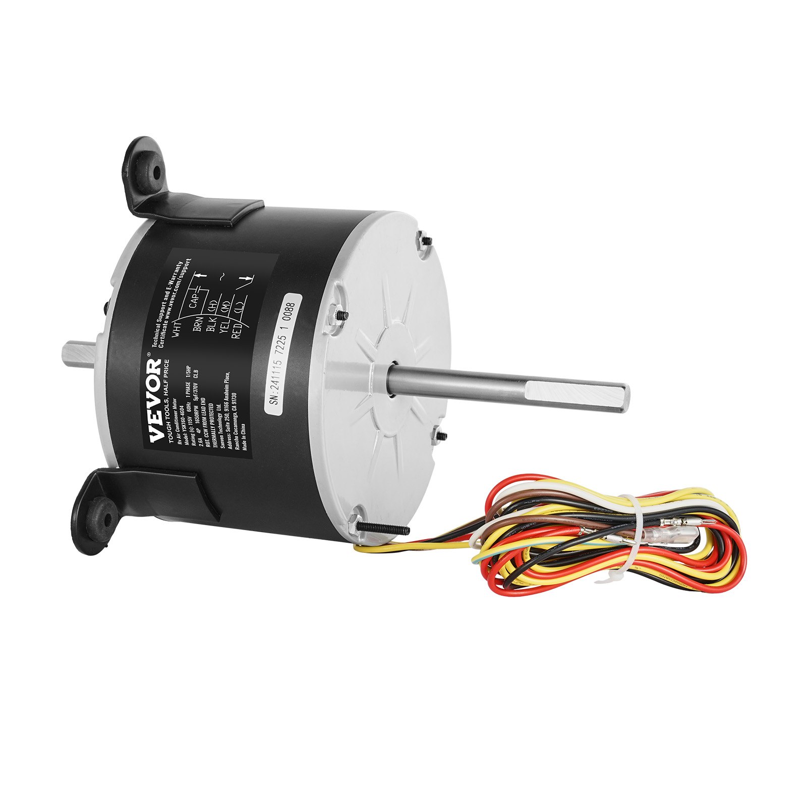 VEVOR 3108706.916 Motor de ventilador de CA para RV compatible con Dometic Brisk Air I (modelo monofásico, 1/5 HP, 115 V CA, 2,6 A, 1650 RPM, 3 velocidades)
