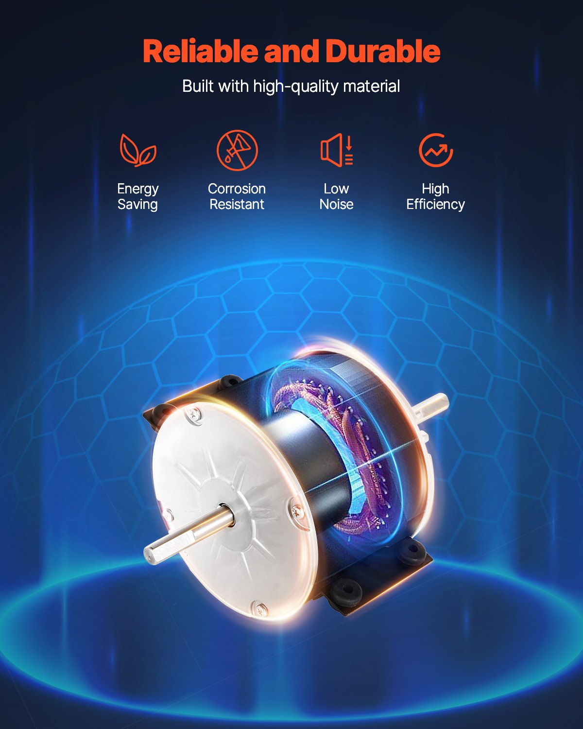 VEVOR 3315332.005 Motor de ventilador de CA para RV Genteq F48AF70A61, motor de ventilador Dometic Brisk Air II, compatible con Dometic Brisk Air II B57915 B59516 B59146 B59186 - 1/4 HP CA 115 V 3 A 1650 RPM (3 velocidades)