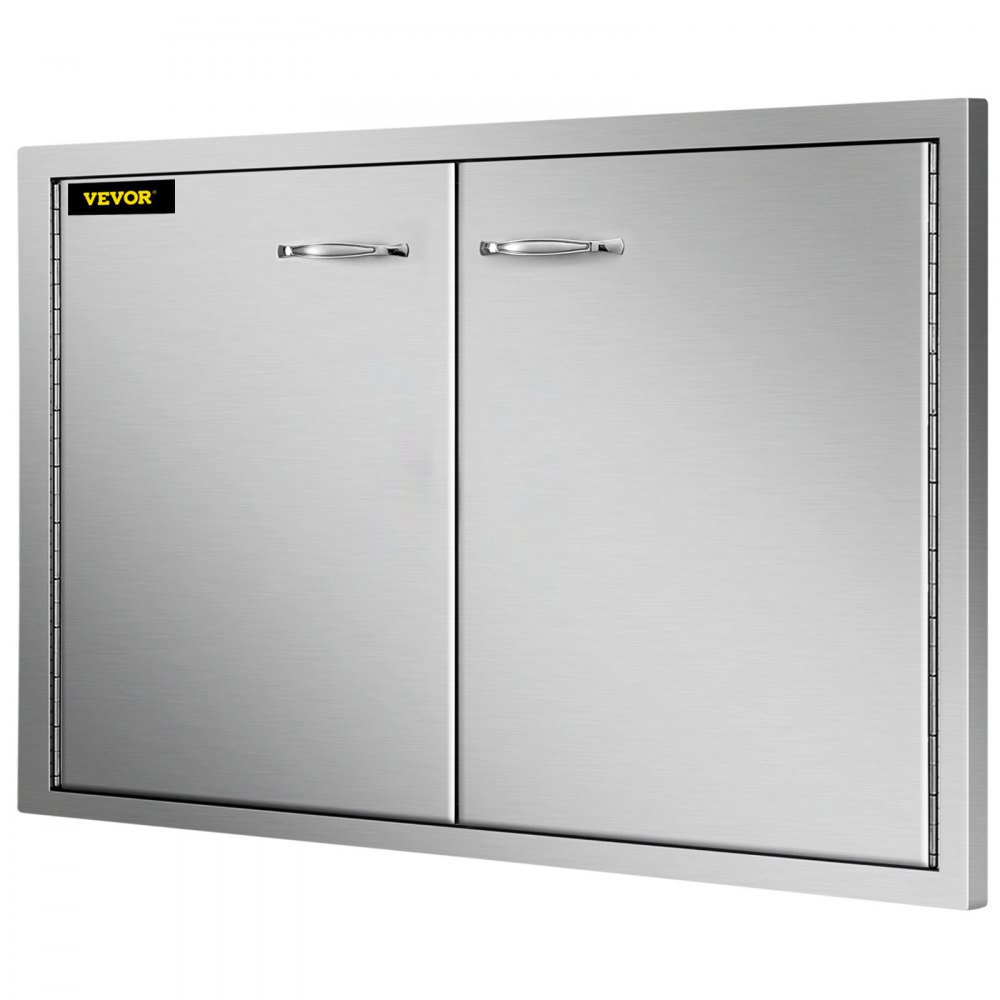 Puerta de acceso para barbacoa VEVOR de 33 pulgadas de ancho x 22 pulgadas de alto, puerta doble para barbacoa de acero inoxidable, puertas de cocina al aire libre para isla de barbacoa, estación de parrilla, gabinete exterior