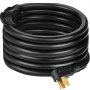 Cable de alimentación VEVOR RV negro enrollado con enchufe en ángulo y conector de tres clavijas.