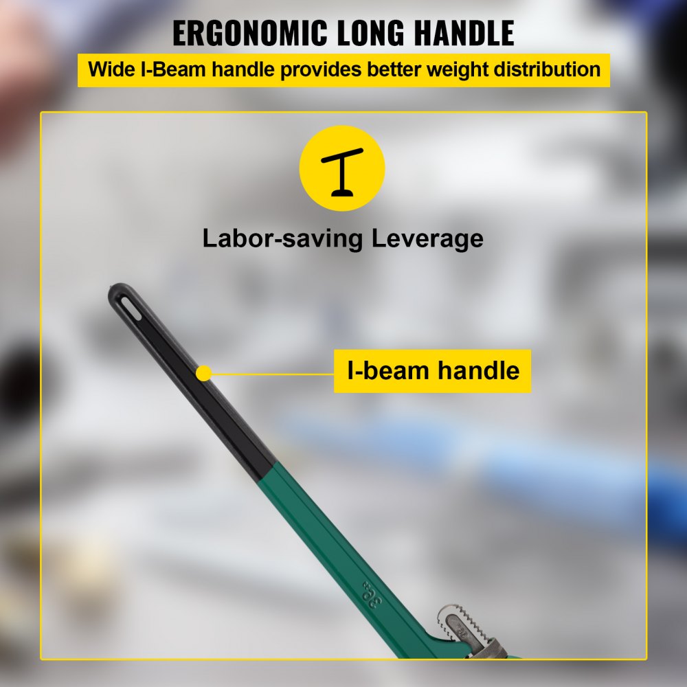 VEVOR Llave de tubo recta de aluminio de 36 pulgadas, ideal para tubos de 2 a 3 1/2 pulgadas, llave de tubo ajustable de fontanería resistente de 5 pulgadas, capacidad de mandíbula de fontanería