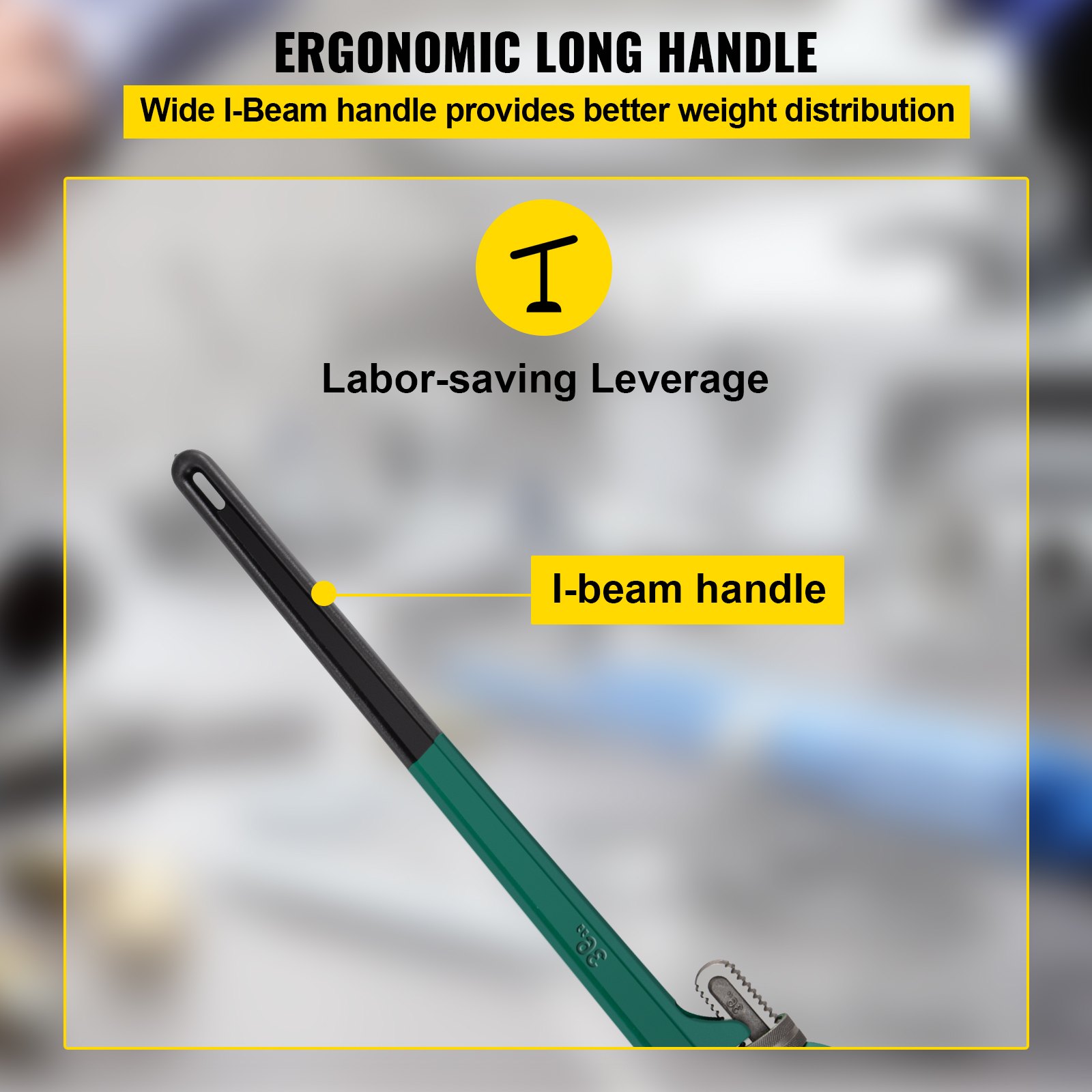 VEVOR Llave de tubo recta de aluminio de 36 pulgadas, ideal para tubos de 2 a 3 1/2 pulgadas, llave de tubo ajustable de fontanería resistente de 5 pulgadas, capacidad de mandíbula de fontanería