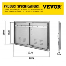 Puerta de acceso simple de acero inoxidable con isla de barbacoa vertical con bisagra inversa de ventilación