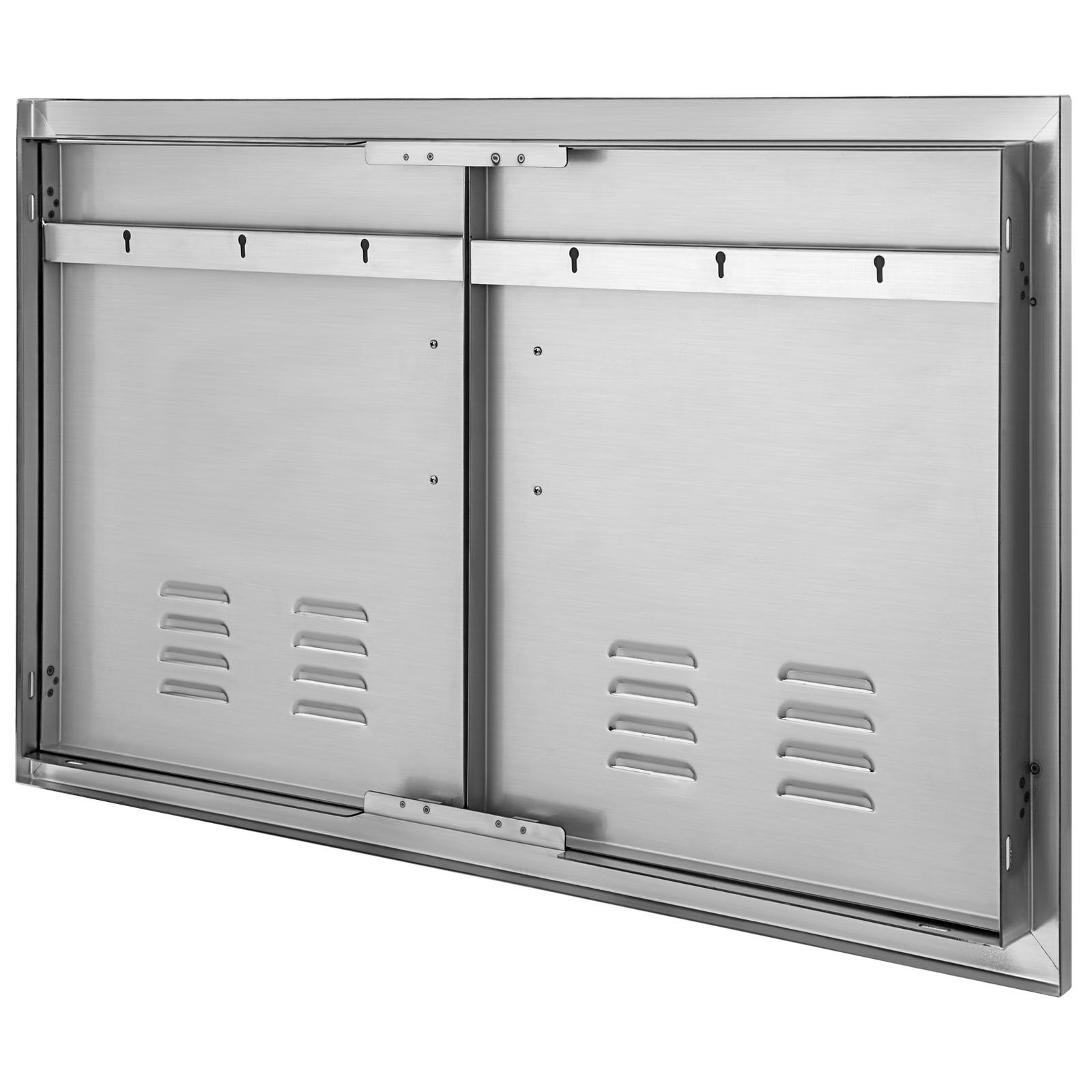 Puerta de isla de barbacoa VEVOR de acero inoxidable con ventilaciones y marco duradero.