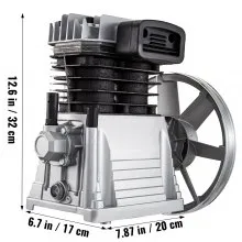 Bomba de compresor de aire VEVOR 3HP 11.8CFM Bomba de cabeza de compresor de aire 115PSI Bomba de lubricación por salpicadura de cabeza de compresor de aire de aluminio de cilindro doble de etapa única (etapa única)