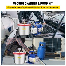 Cámara de vacío VEVOR con bomba, cámara de vacío de 2 galones, bomba de vacío 3CFM 1/4HP con cámara de vacío de alta capacidad de 2 galones, kit de cámara de desgasificación al vacío para mantenimiento de automóviles, envasado al vacío