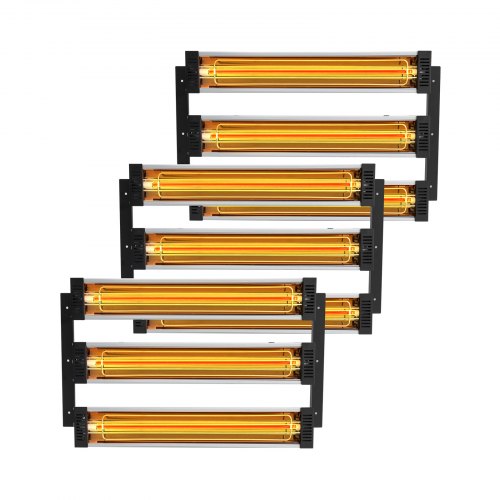 Lámpara de curado de pintura infrarroja VEVOR, cabina de horneado en aerosol de 3000 W, lámpara de curado de pintura infrarroja de 3 x 3000 W, secador de pintura de reparación de carrocería de coche de 110 V, 3 juegos