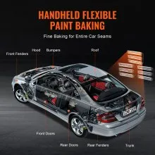 Lámpara de curado de pintura infrarroja VEVOR, cabina de horneado en aerosol de 3000 W, lámpara de curado de pintura infrarroja de 3 x 3000 W, secador de pintura de reparación de carrocería de coche de 110 V, 3 juegos