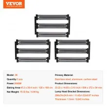 Lámpara de curado de pintura infrarroja VEVOR, cabina de horneado en aerosol de 3000 W, lámpara de curado de pintura infrarroja de 3 x 3000 W, secador de pintura de reparación de carrocería de coche de 110 V, 3 juegos