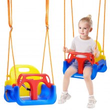 VEVOR Asiento de columpio 3 en 1 para niños pequeños Asiento de columpio para bebé con cuerdas ajustables Ganchos a presión
