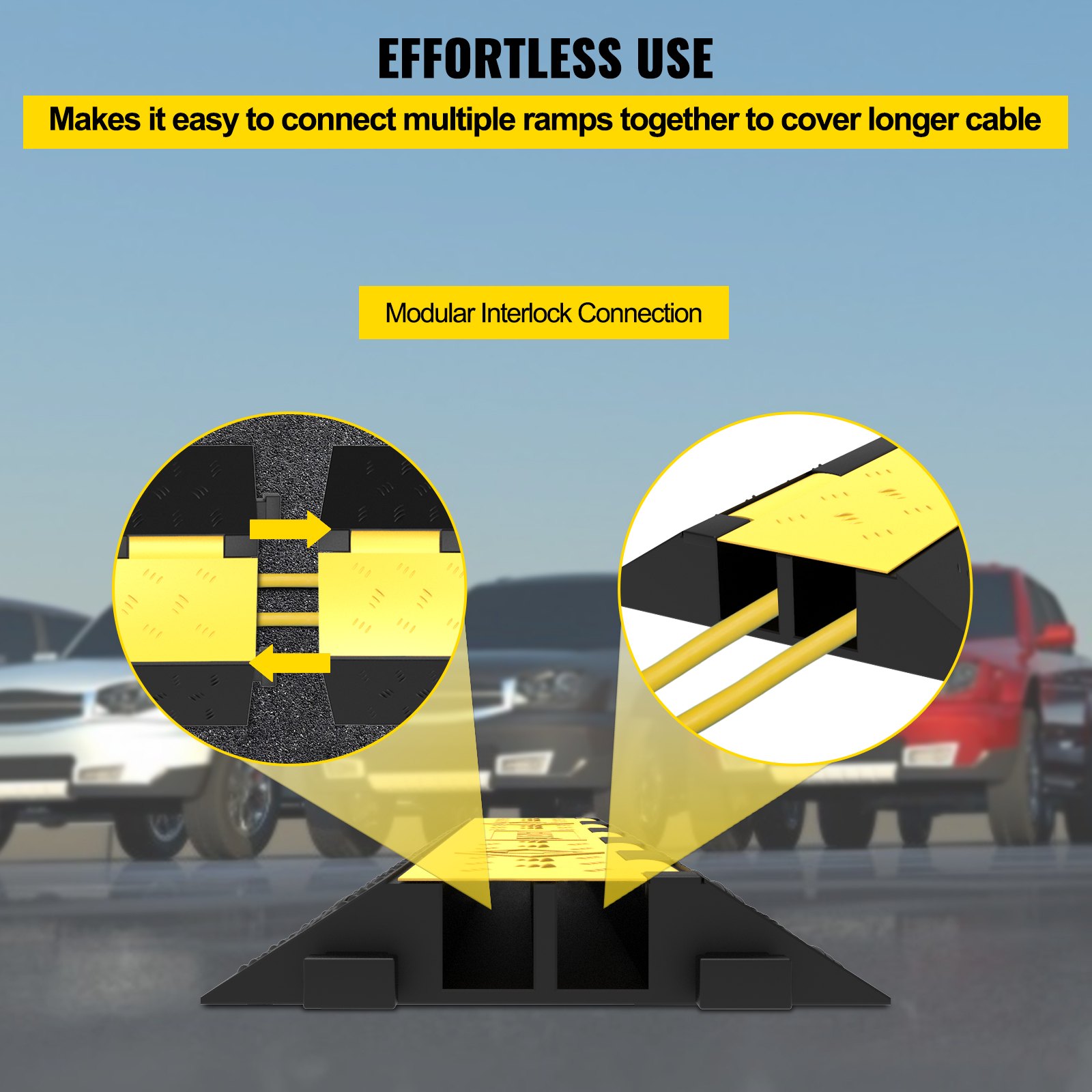 Protectores de cables VEVOR: fácil conexión mediante enclavamiento para una mayor cobertura del cable.