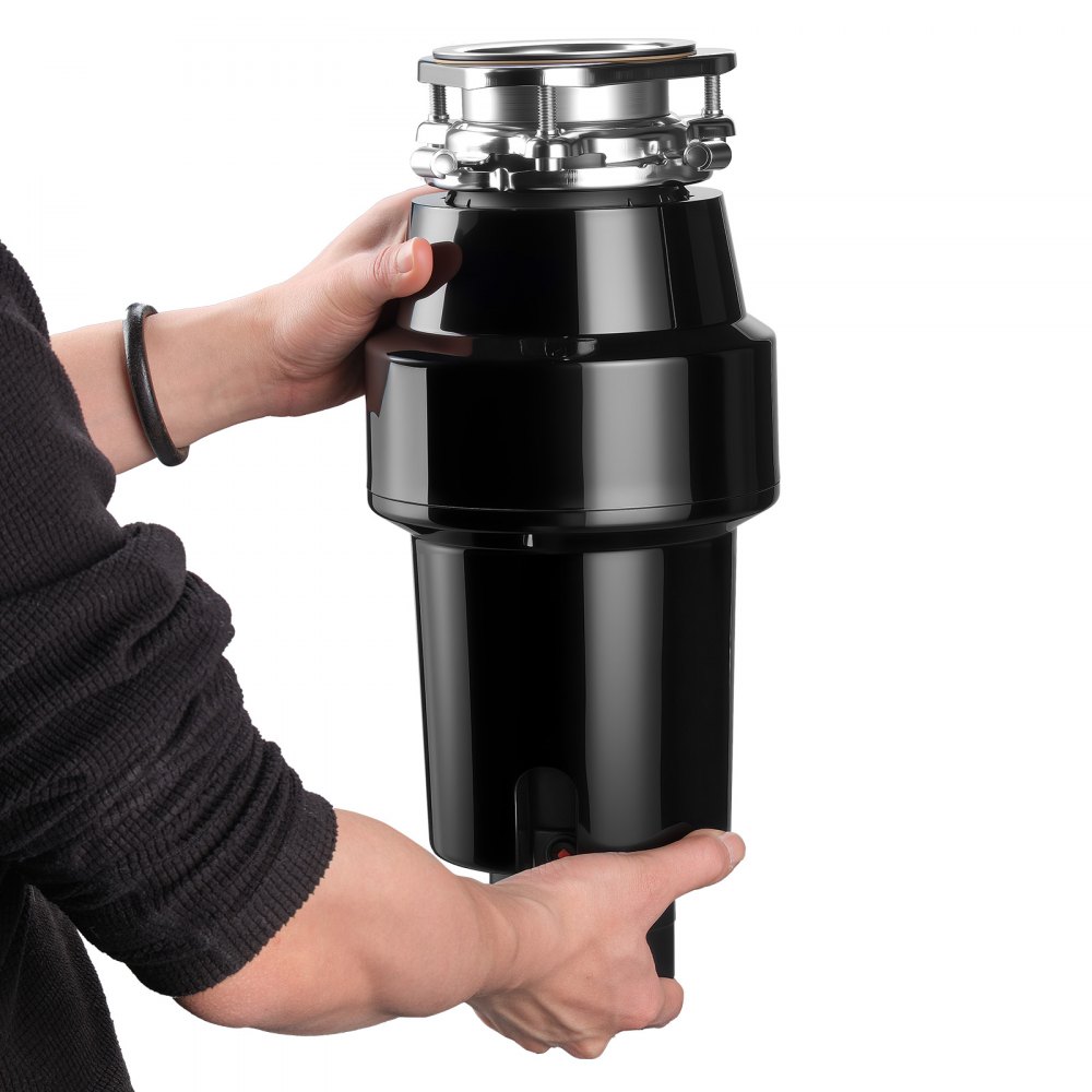 Triturador de residuos de alimentos VEVOR, motor de CC de 1 HP y 3700 RPM, triturador de residuos de fregadero de cocina de alimentación continua, sistema de trituración de residuos de alimentos con montaje de 3 pernos, protector contra salpicaduras y cable de alimentación para cocinas.