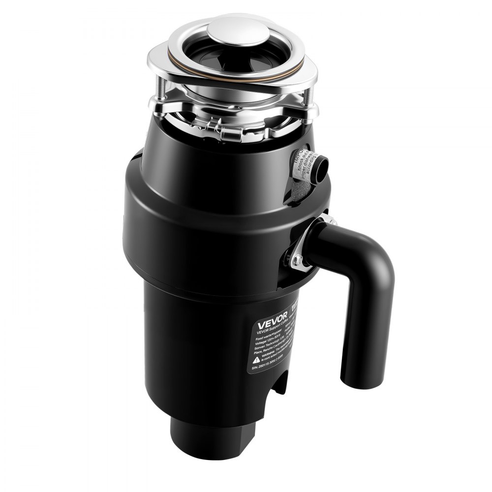 Triturador de residuos de alimentos VEVOR, motor de CC de 1 HP y 3700 RPM, triturador de residuos de fregadero de cocina de alimentación continua, sistema de trituración de residuos de alimentos con montaje de 3 pernos, protector contra salpicaduras y cable de alimentación para cocinas.