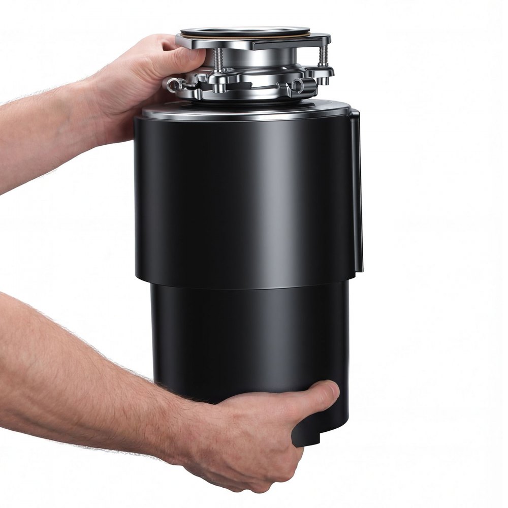 Triturador de residuos de alimentos VEVOR, motor de CA de 3/4 HP y 1500 RPM, triturador de residuos de fregadero de cocina de alimentación continua, sistema de trituración de residuos de alimentos con montaje de 3 pernos, protector contra salpicaduras y cable de alimentación para cocinas.