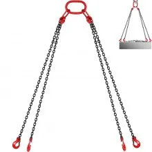 Eslinga de cadena VEVOR de 10 pies, cadena de elevación de motor de 5/16 pulgadas x 10 pies, cadena de motor de acero de aleación G80, elevador de cadena de 3 toneladas con 4 ganchos de agarre de patas y ajustador utilizado en minería, maquinaria, puertos, construcción
