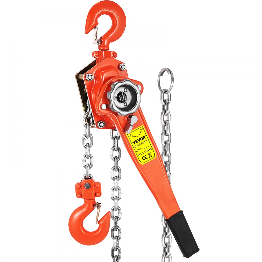 VEVOR Polipasto de cadena de bloque de palanca manual 6600 lbs, cadena de 5 pies, polipasto de cadena de 3 toneladas, polipasto de cadena de trinquete de 5/16 pulgadas de diámetro para la construcción de garajes de almacén