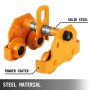 VEVOR 3 Ton Heavy Duty Manual Capacity Plain 6000LBS Push Track Roller Trolley Crane Lift Dual Wheels Garage Hoist para Straight Curved I Beam (Manual Trolley 3 Ton)