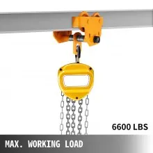 VEVOR 3 Ton Heavy Duty Manual Capacity Plain 6000LBS Push Track Roller Trolley Crane Lift Dual Wheels Garage Hoist para Straight Curved I Beam (Manual Trolley 3 Ton)