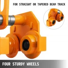 VEVOR 3 Ton Heavy Duty Manual Capacity Plain 6000LBS Push Track Roller Trolley Crane Lift Dual Wheels Garage Hoist para Straight Curved I Beam (Manual Trolley 3 Ton)