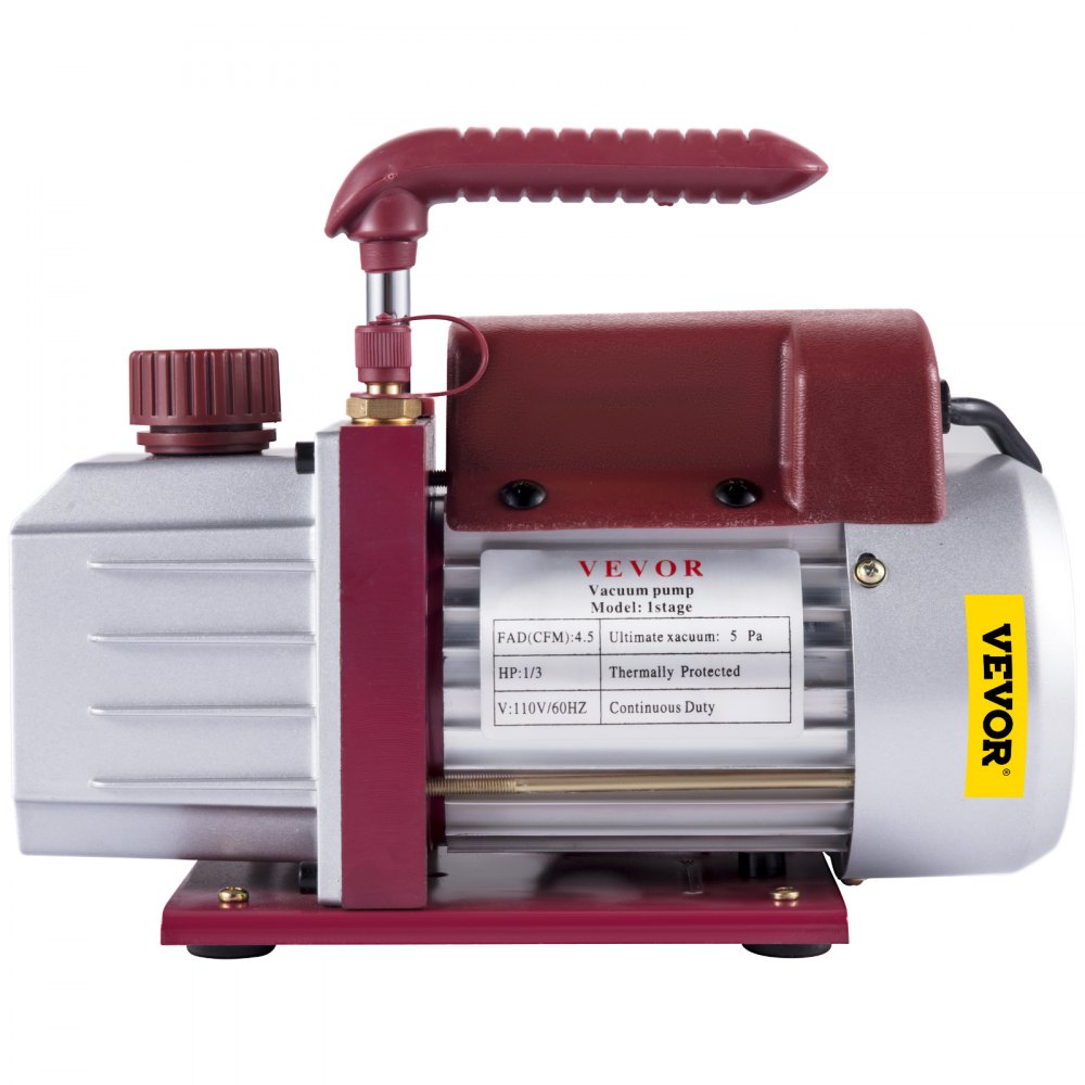 Bomba de vacío VEVOR de 4,5 CFM, bomba de vacío de paletas rotativas de una etapa para HVAC, 1/3 HP, 5 PA, para refrigerante de aire acondicionado de última generación.