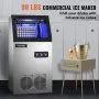 VEVOR Máquina para Hacer Hielo de Acero Inoxidable de Calidad Alimentaria, Trituradora de Máquina de Hielo Comercial, 190W, 40kg/24 horas, Panel de Control LCD Inteligente, para Cafeterías Bares etc