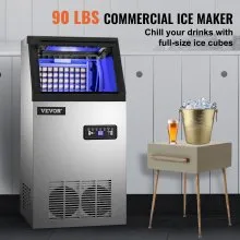 VEVOR Maquina De Hielo Fabricador De Hielo Máquina para Hacer Hielo de Acero Inoxidable de Calidad Alimentaria Trituradora de Hielo 190W 40kg/24 horas