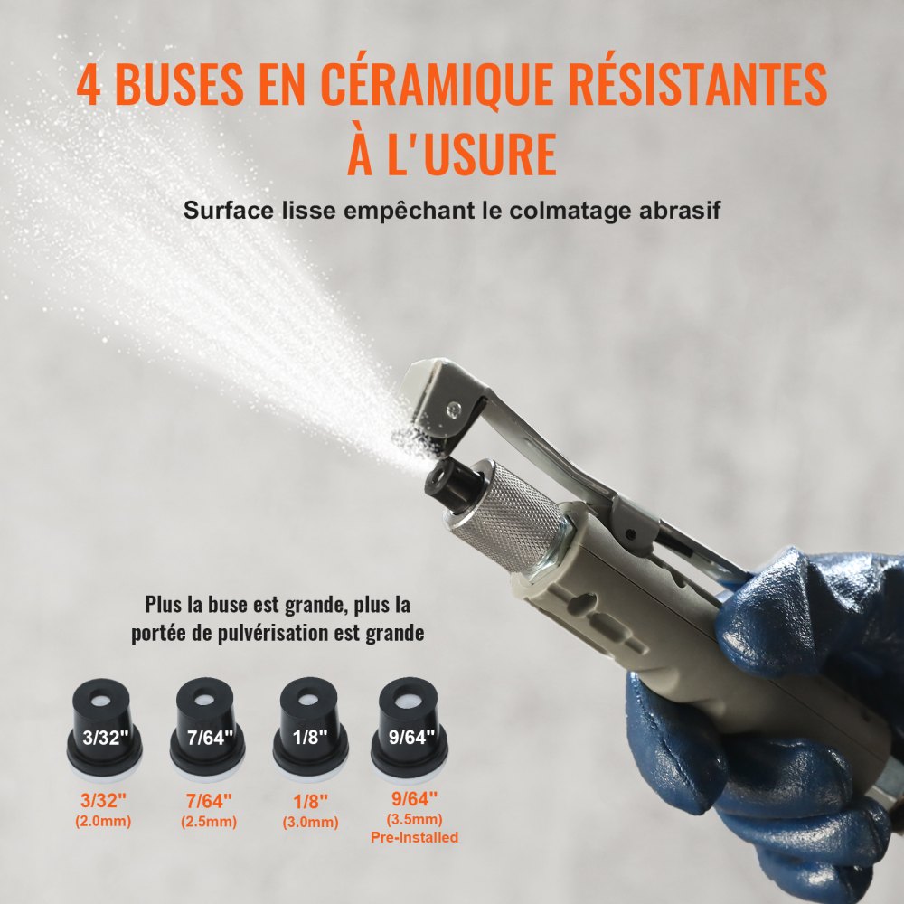 VEVOR 10Gal/40L Sandblaster Equipped with Nozzle Shut-Off Valve Pressure Gauge Ceramic Nozzle 2.5m Hose Filling Funnel Watertrap 6\" Rubber Wheels Grit Power Sand Blasters Portable Sandblasting Equipm