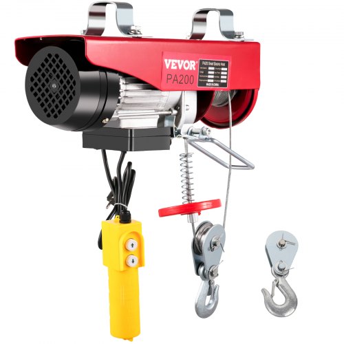 VEVOR Polipasto Eléctrico de 100/200 kg Cabrestante Eléctrico de Cable de Acero de 450 W Polipasto eléctrico de 220/440 lbs Polipasto de Motor de Estructura de Servicio Pesado para Fábricas Almacenes