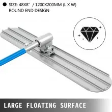 VEVOR Bull Float Flotador de hormigón de magnesio 48 x 8" Extremo redondo Herramienta de flotación de hormigón Herramienta de cemento Kit de hormigón Bull Flotador de toro con mango de 4 flotadores Soporte de flotador de toro Herramientas de hormigón Acabado de flotador de toro