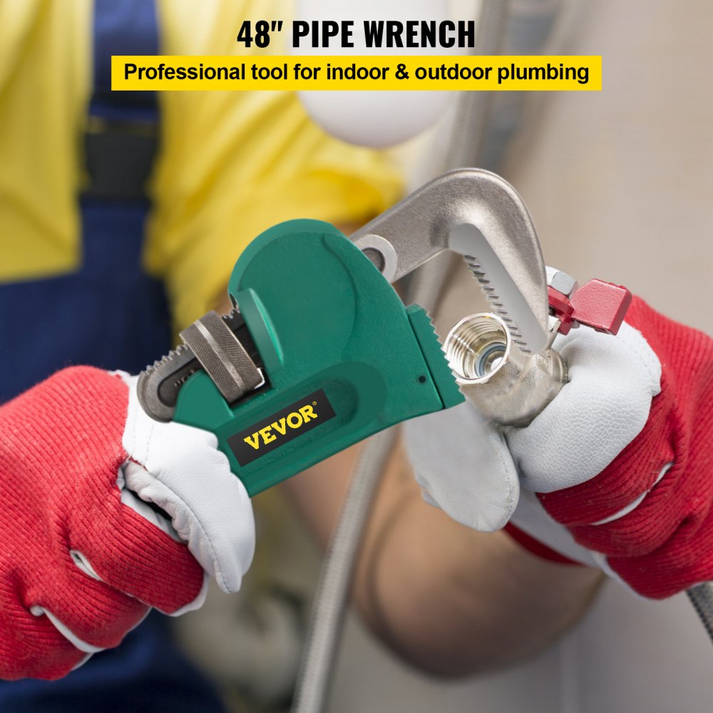 VEVOR Llave para Tuberías de Acero 48" Herramienta para Plomeros Mordaza de 4,3"