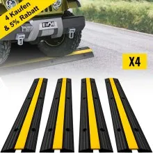 VEVOR Pasacables Suelo Rampa De Cable Protector de Cable de Goma 4 Piezas 1 Canal Pasacables 102 x 15,5 x 3 cm