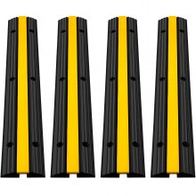 VEVOR 4 Pack of 1-Channel Rubber Cable Protector Ramps Heavy Duty 22046Lbs Load Capacity Cable Wire Cord Cover Ramp Speed Bump Driveway Hose Cable Ramp Protective Cover