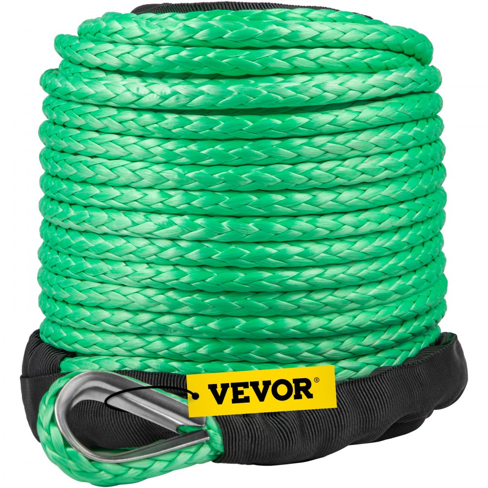VEVOR Línea de cabrestante sintética verde 5/16 pulgadas X100FT Cuerda de cabrestante sintética 12000 LBS Cuerda de remolque para automóvil con funda (100 pies)