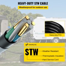 Tuspuzz Cable de extensión para soldador de 50 pies 6/3 50Amp 250V NEMA 6-50P