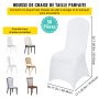 VEVOR Fundas Elasticas para Sillas 50 Piezas Fundas para Sillas 83 - 93 cm Fundas de Sillas para Bodas 94% Poliéster y 6% Elastano Blanco Limpieza Fácil para Fiestas de Cumpleaños, Bodas, Banquetes
