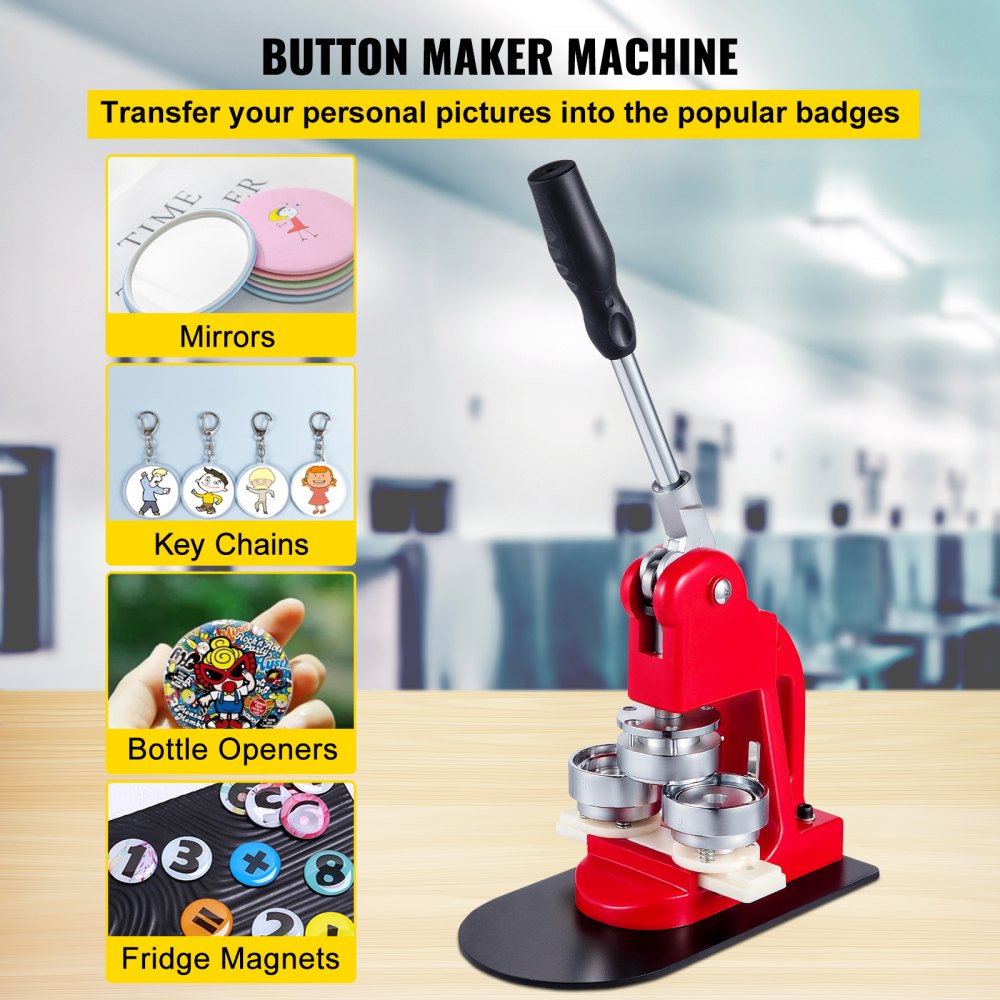 Creador de botones VEVOR para espejos, llaveros, abridores de botellas e imanes para el refrigerador.