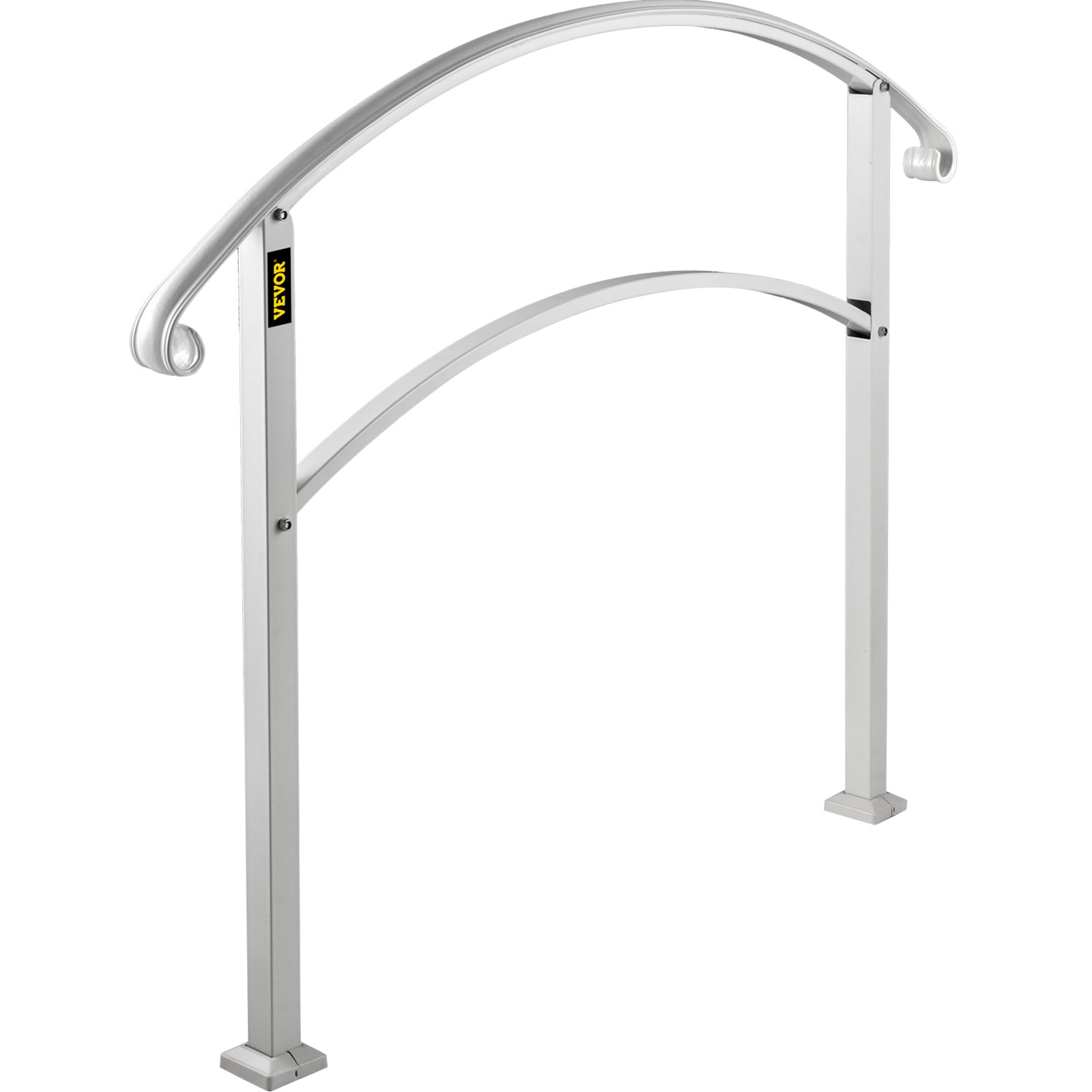 Pasamanos VEVOR para escalones al aire libre, se ajustan a barandilla de escalera al aire libre de 1 o 5 escalones, pasamanos de hierro forjado blanco, pasamanos de porche delantero flexible, pasamanos de transición para escalones de hormigón o escaleras de madera