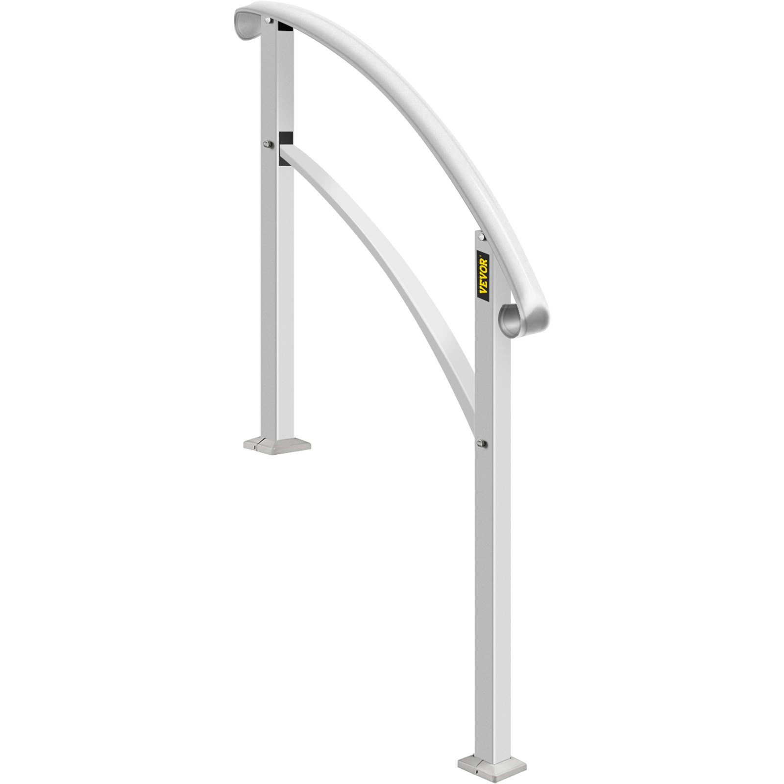 Pasamanos VEVOR para escalones al aire libre, se ajustan a barandilla de escalera al aire libre de 1 o 5 escalones, pasamanos de hierro forjado blanco, pasamanos de porche delantero flexible, pasamanos de transición para escalones de hormigón o escaleras de madera