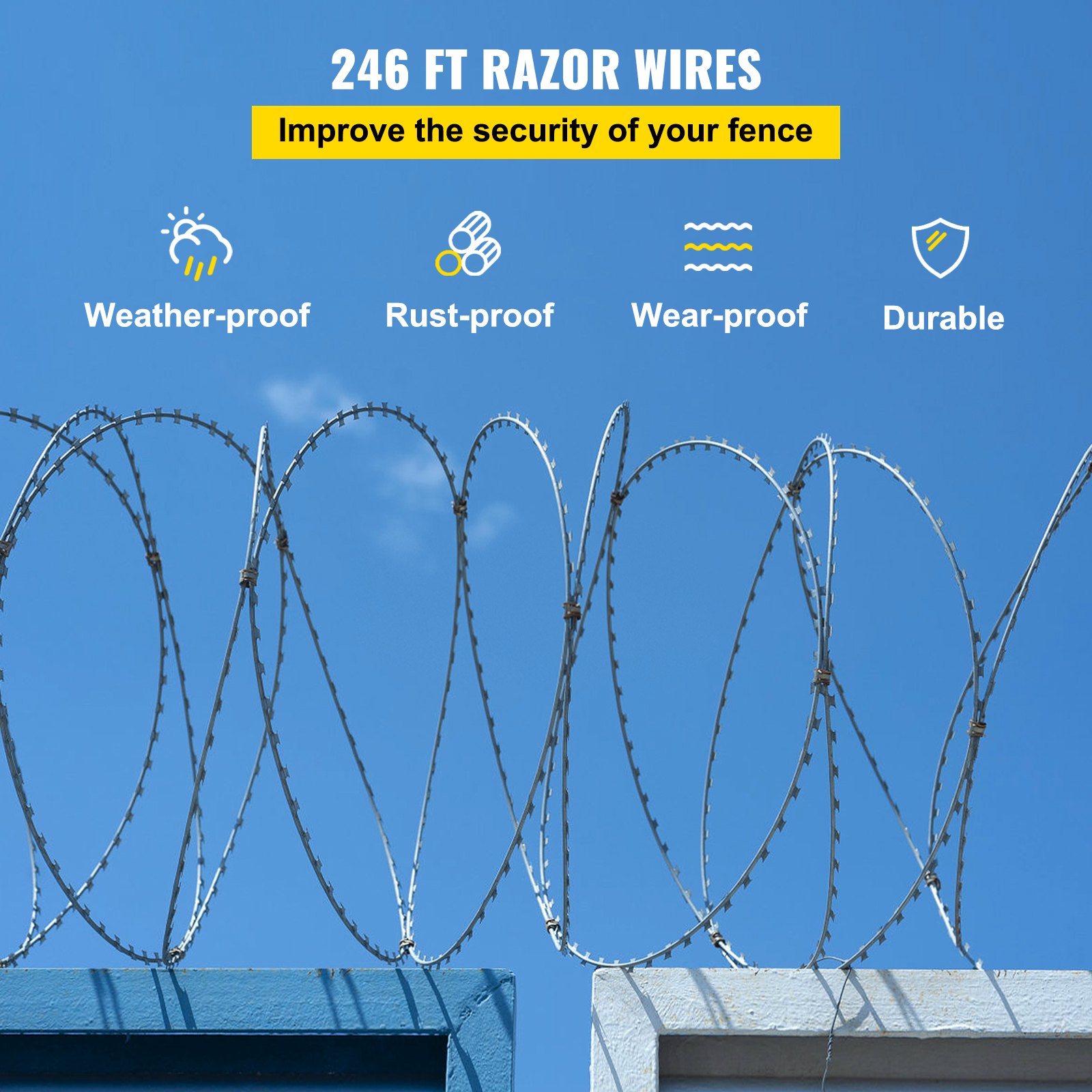 Cerca de alambre de púas VEVOR: 246 pies resistente a la intemperie, al óxido, al desgaste y de seguridad duradera.