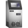 VEVOR Máquina para hacer hielo comercial de 110 V, 110 libras/24 horas con almacenamiento de 22 libras, máquina para hacer hielo, máquina de hielo automática portátil de acero inoxidable con cuchara y mangueras de conexión, perfecta para restaurantes, bares, cafeterías