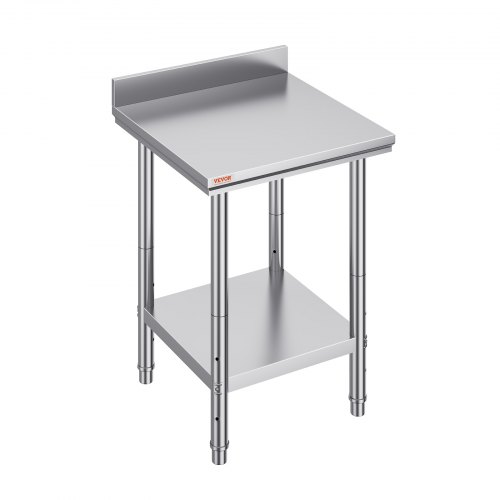 VEVOR Mesa de trabajo de acero inoxidable de 24 x 24 x 34 pulgadas Mesa de trabajo comercial de preparación de alimentos Mesa de trabajo de preparación resistente Mesa de trabajo de metal con pies ajustables para restaurante, hogar y hotel