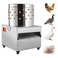VEVOR Máquina desplumadora de aves de corral, 2200 W, 240 R/min, máquina desplumadora de plumas de acero inoxidable con diámetro de barril de 23,5 pulgadas, máquina desplumadora de plumas con ruedas