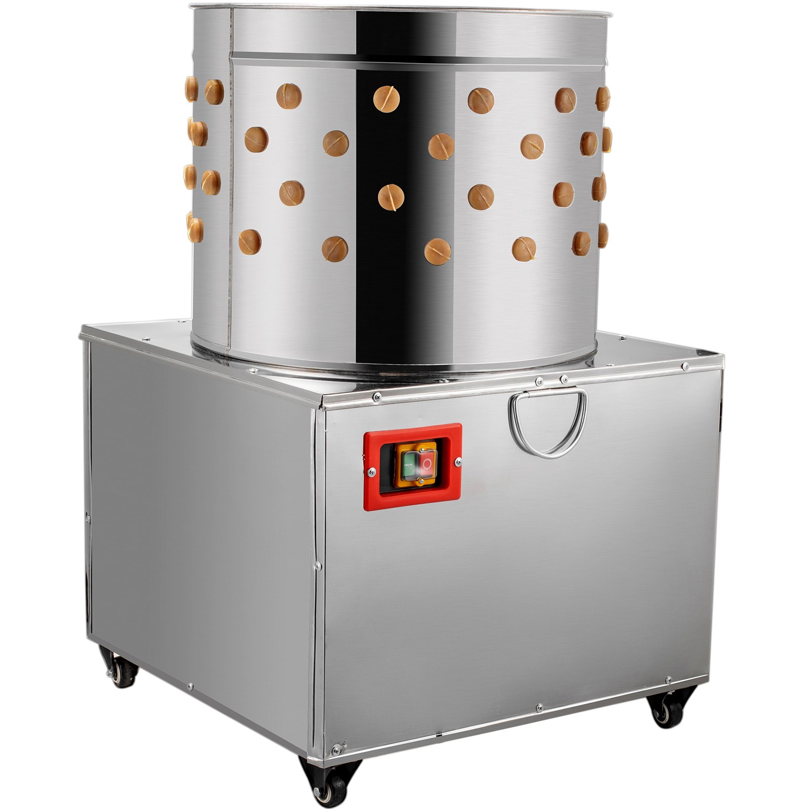Desplumadora de aves de corral VEVOR de 2200 W, 240 rpm, para pavo, pollo, aves de corral, barril de 23,5 pulgadas de diámetro, de acero inoxidable, con ruedas.