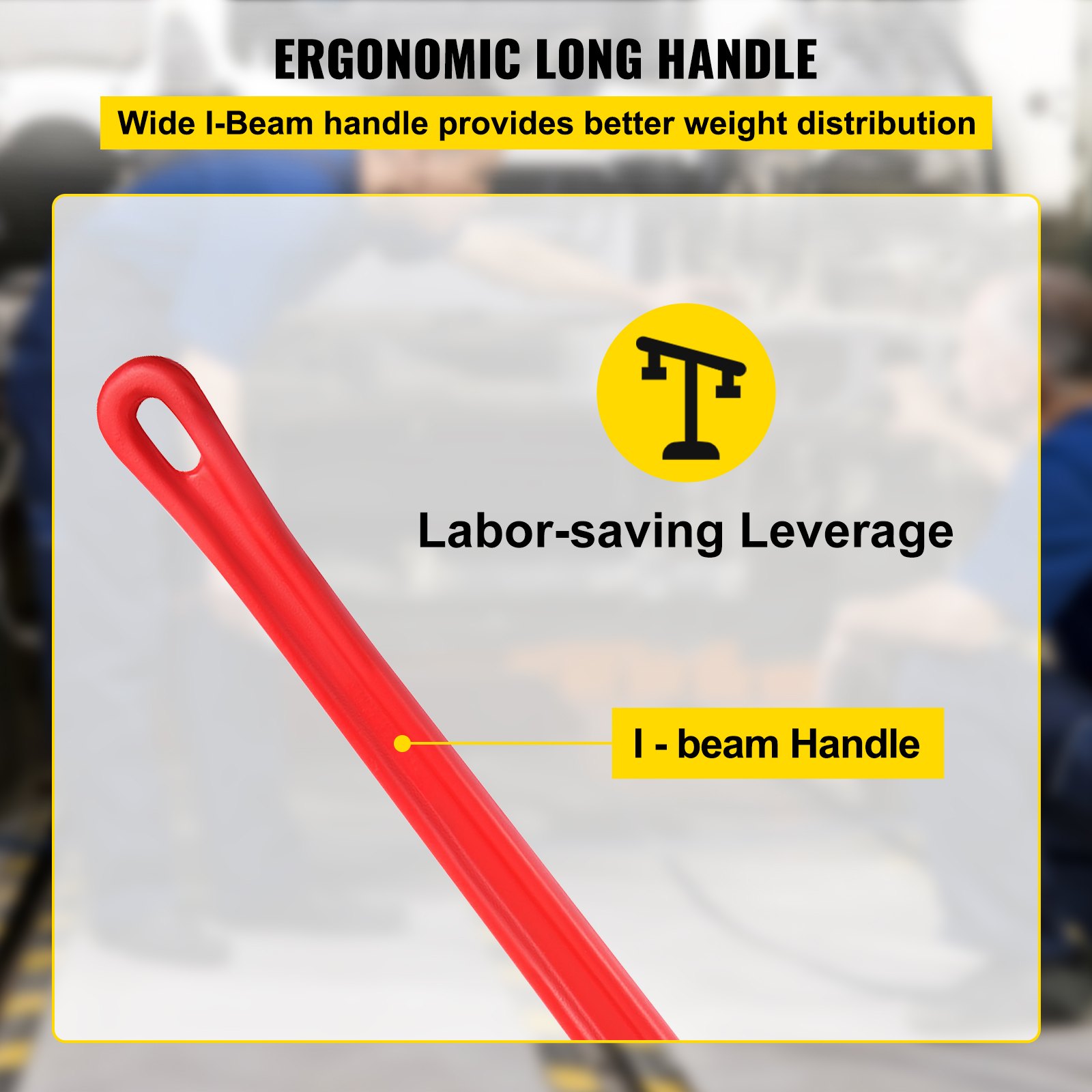 Llave de tubo VEVOR con mango ergonómico largo en forma de I para un apalancamiento que ahorra trabajo.